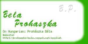 bela prohaszka business card