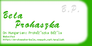 bela prohaszka business card